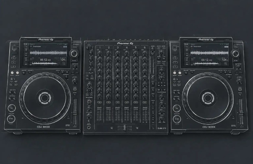 Rider técnico: 2 Pioneer DJ CDJ-3000X y mixer Pioneer DJ DJM-V10